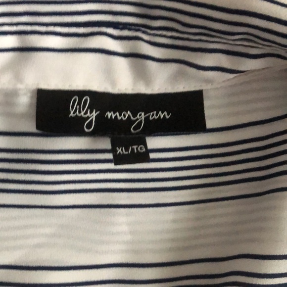 Lily Morgan oversized striped button down blouse - Picture 2 of 4
